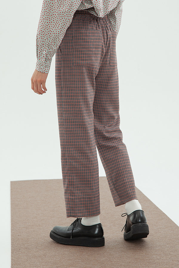 【INTERPLAY】Relax Loose Pants -ORANGE Check- (UNISEX) 621560001-67